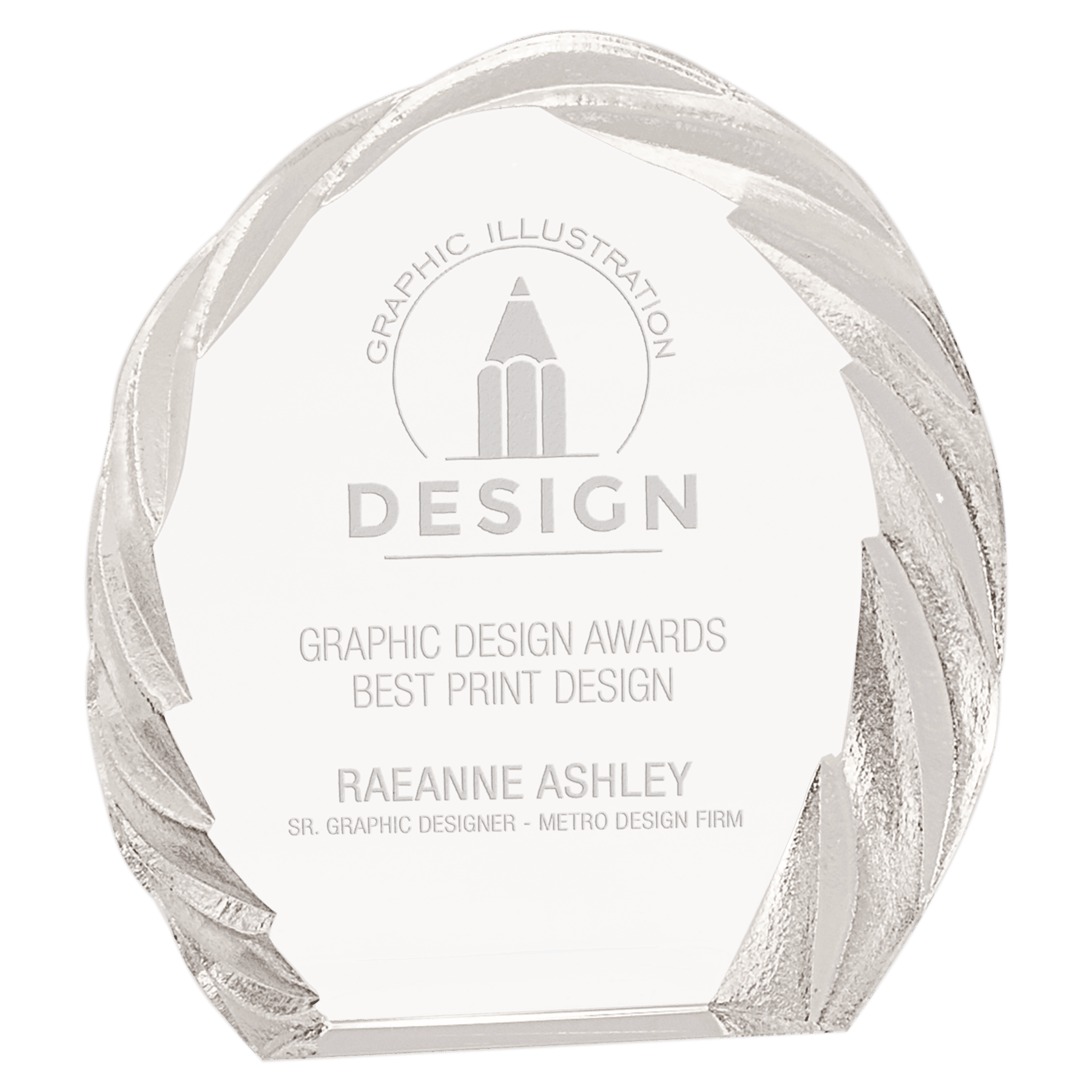 Example of crystal oval award