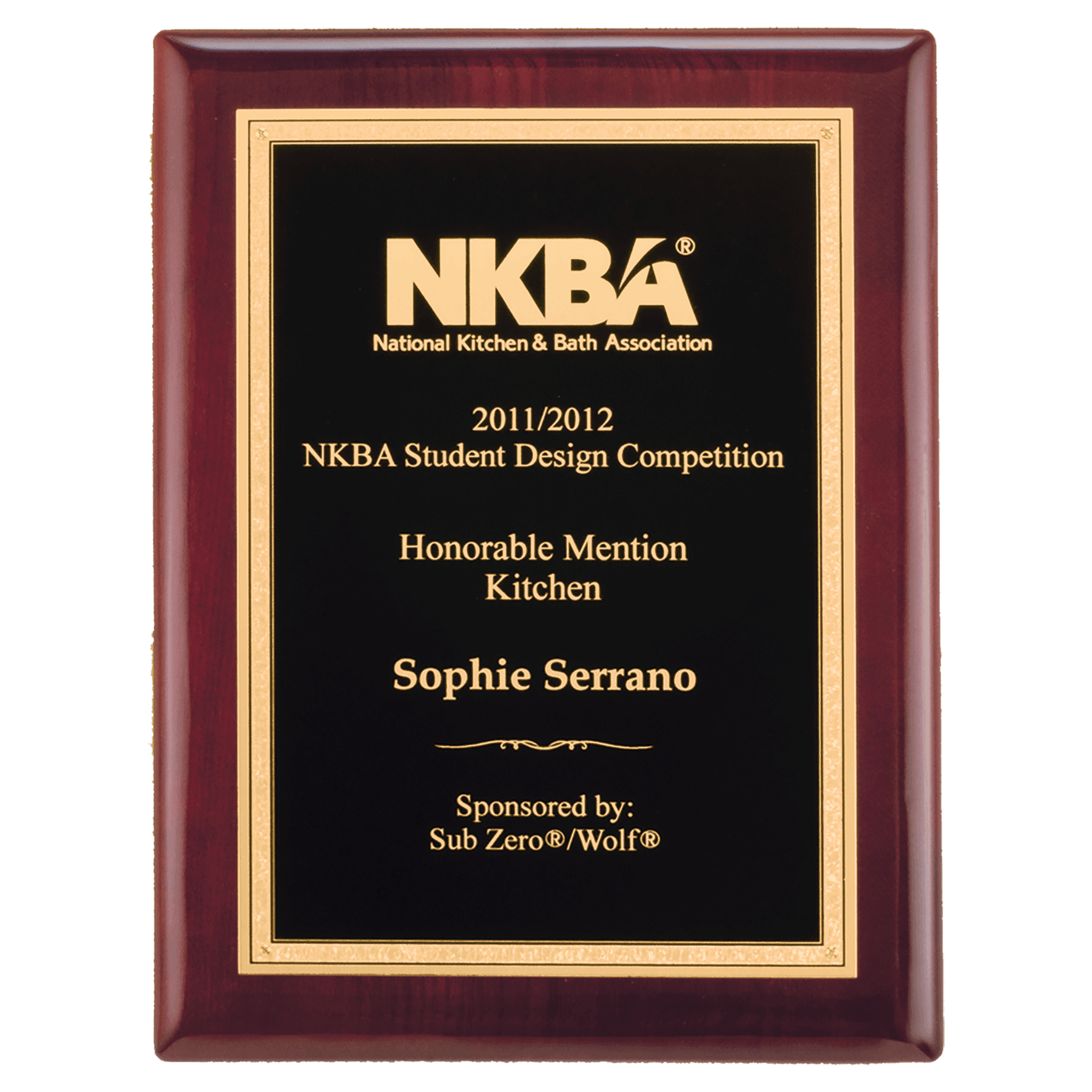 Example of premium piano-finish plaque