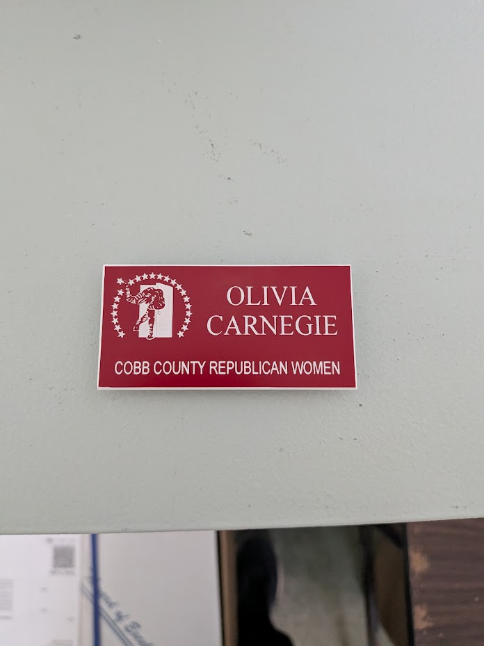 Example of laser-engraved badges