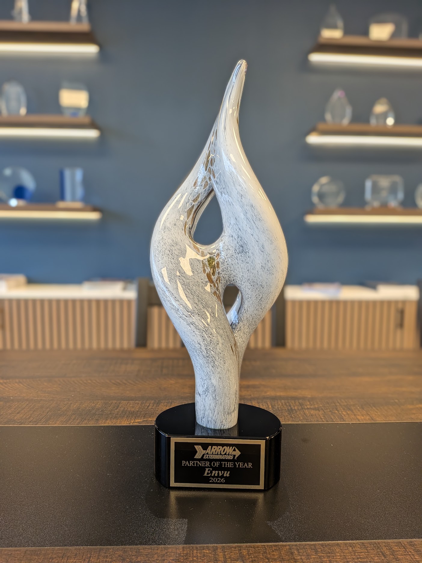 Example of art glass flame award